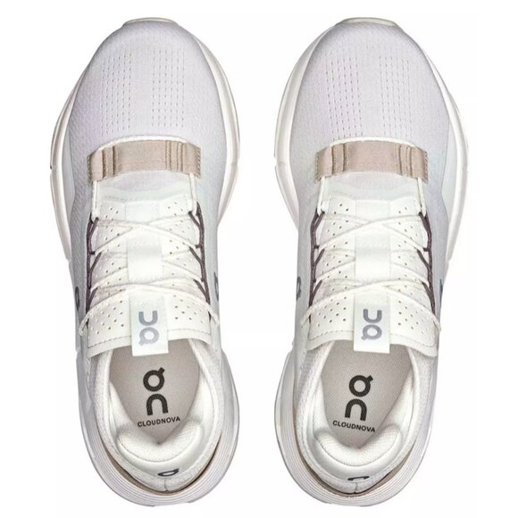On Women's Cloudnova 2 Sneakers in Ice/Sand - Picture 2 of 3